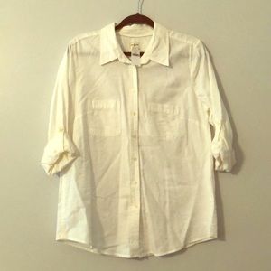 Fitted boyfriend white Button up shirt - size L